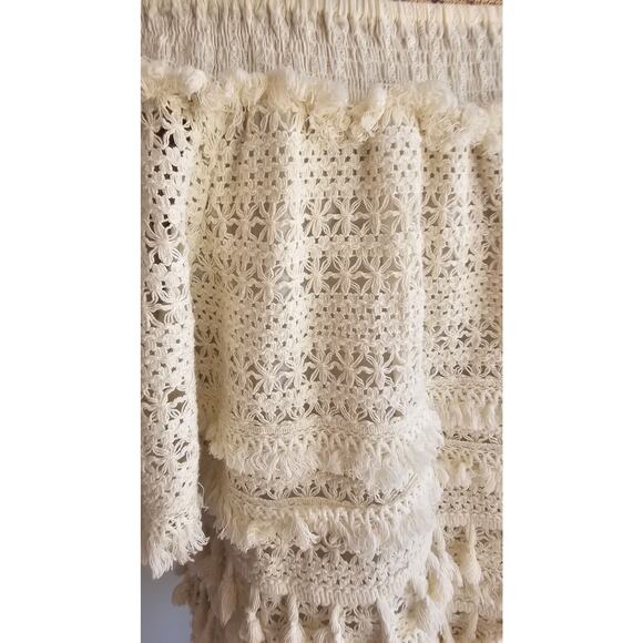 Anthropologie Love Sam Cream Tassel Off the Shoulder Top, Bohemian, Sz M - Picture 15 of 15